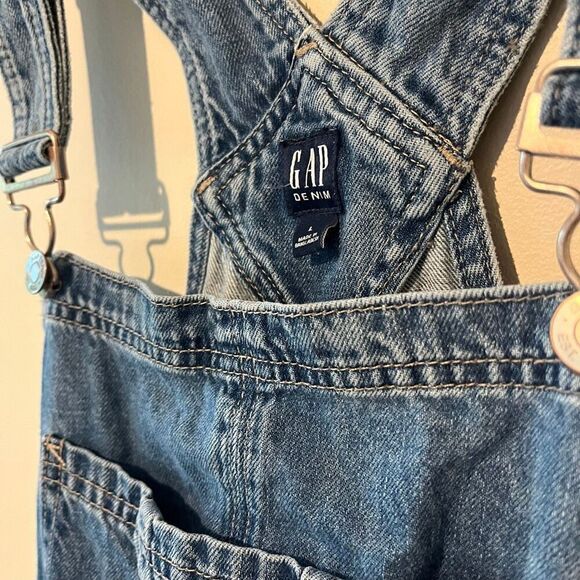 GAP DENIM 90’s Y2k Slouchy shorta medium wash overall shorts size Large denim ov - Picture 11 of 16